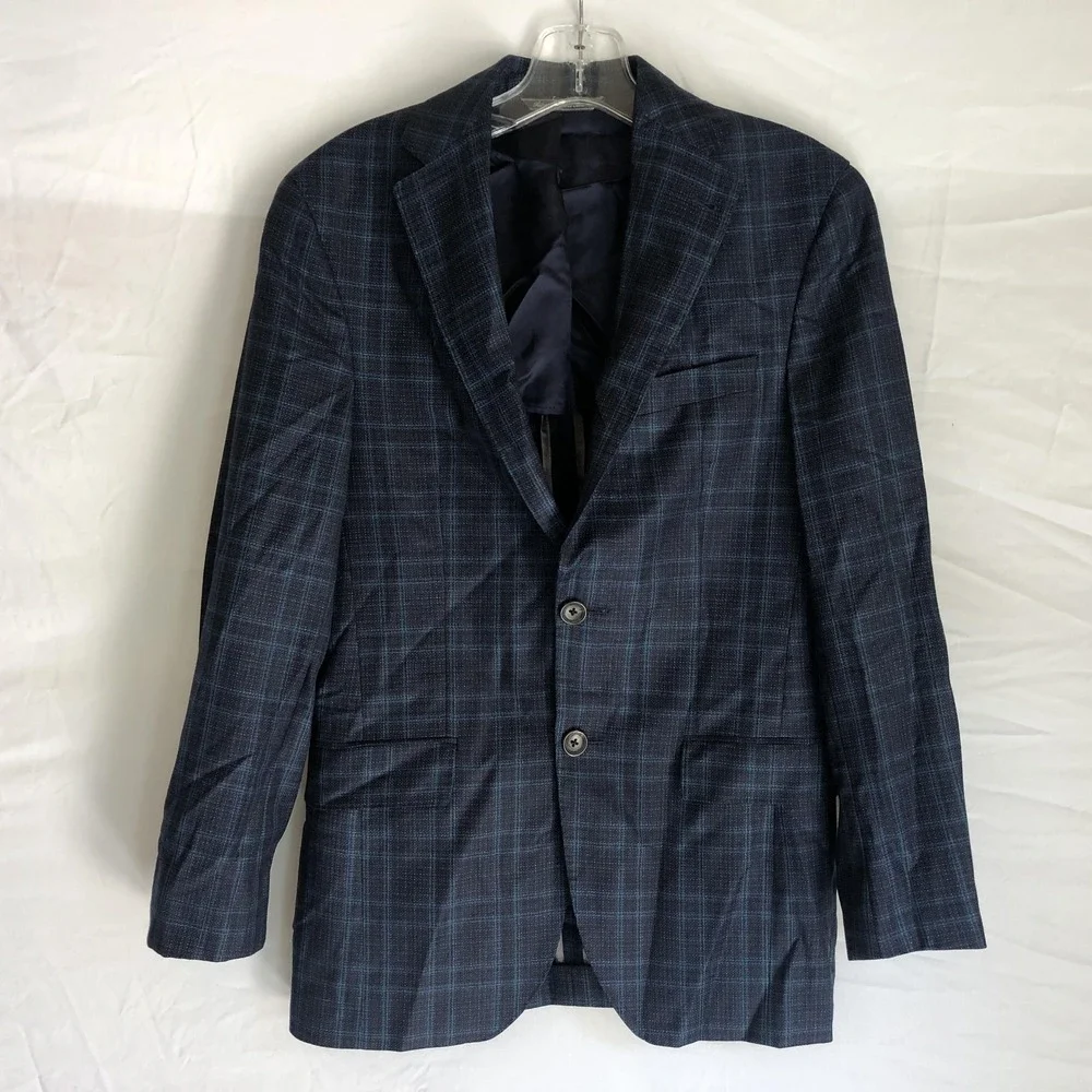 Jack Victor Blazer Mens 36S Blue Plaid Super 130s Wool Sport Coat Jacket Canada